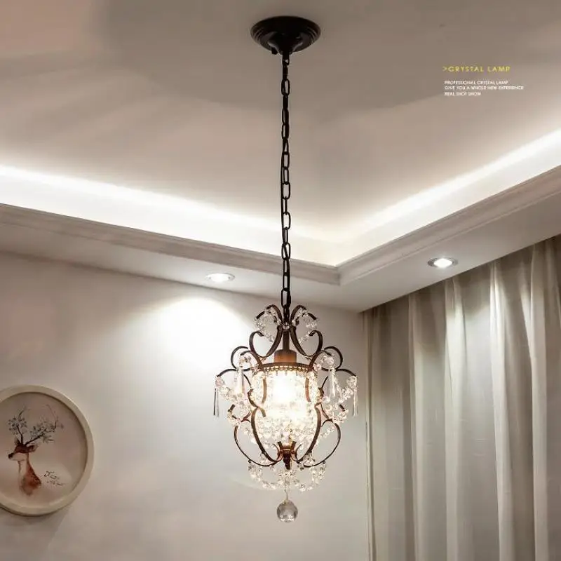 Nordic Style Crystal Lamp Corridor Aisle pendant light Led rustic Luminaire Suspension Vintage Bedroom Bedside chandelier