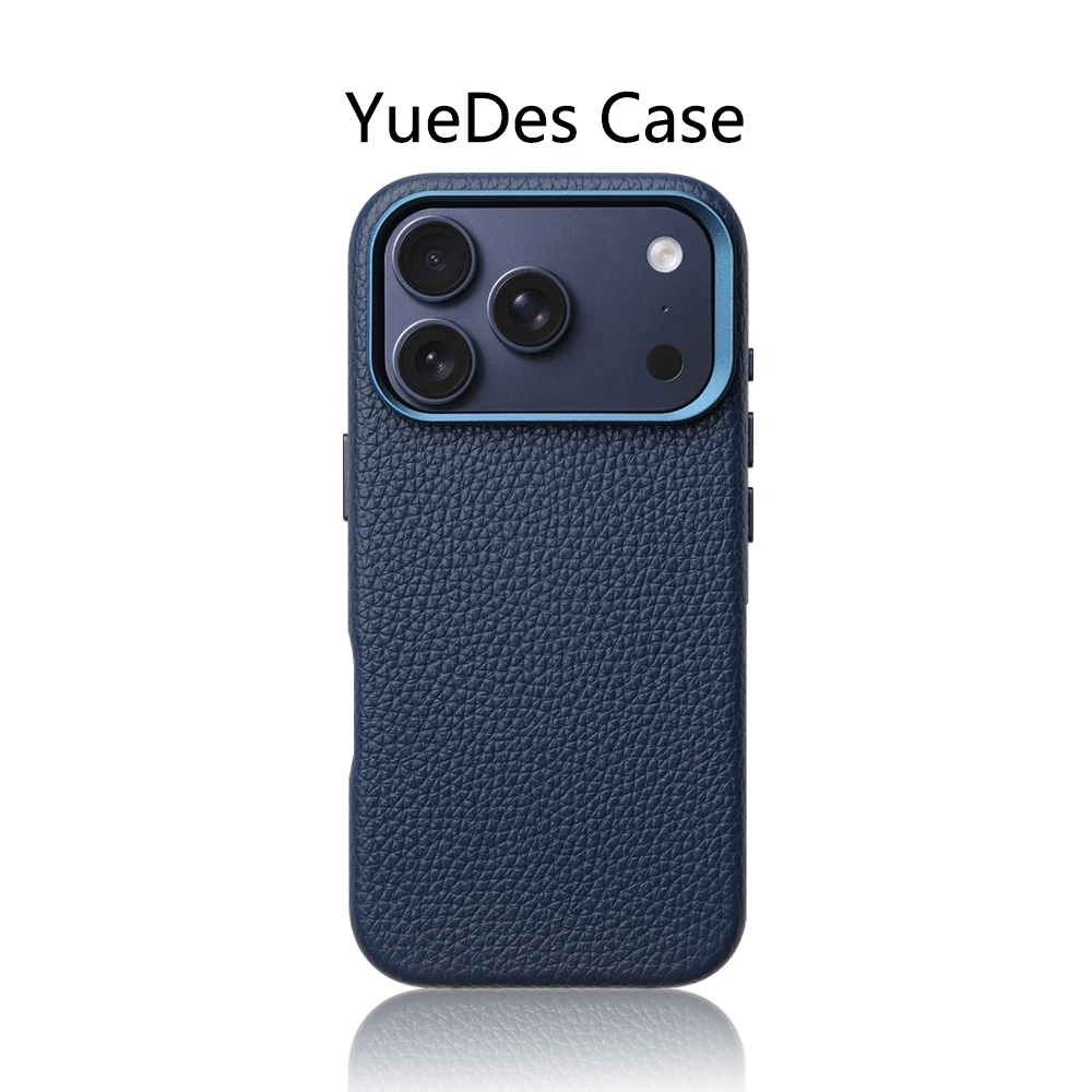 

Роскошный магнитный чехол из искусственной кожи с текстурой линз из сплава для iPhone 17, 16, Pro Max 15, 14, 13, чехол для беспроводной зарядки Magsafe