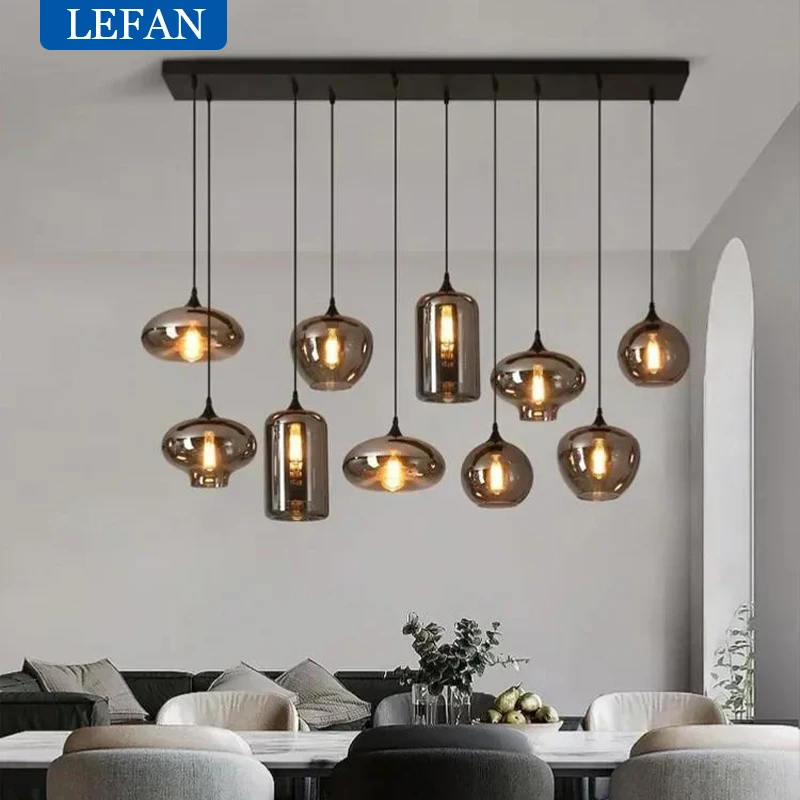 

Morden Nordic Glass Chandelier Lights Creative Personality Bar Lamp Designer Dining Room Cafe Industrial Home Pendant Light