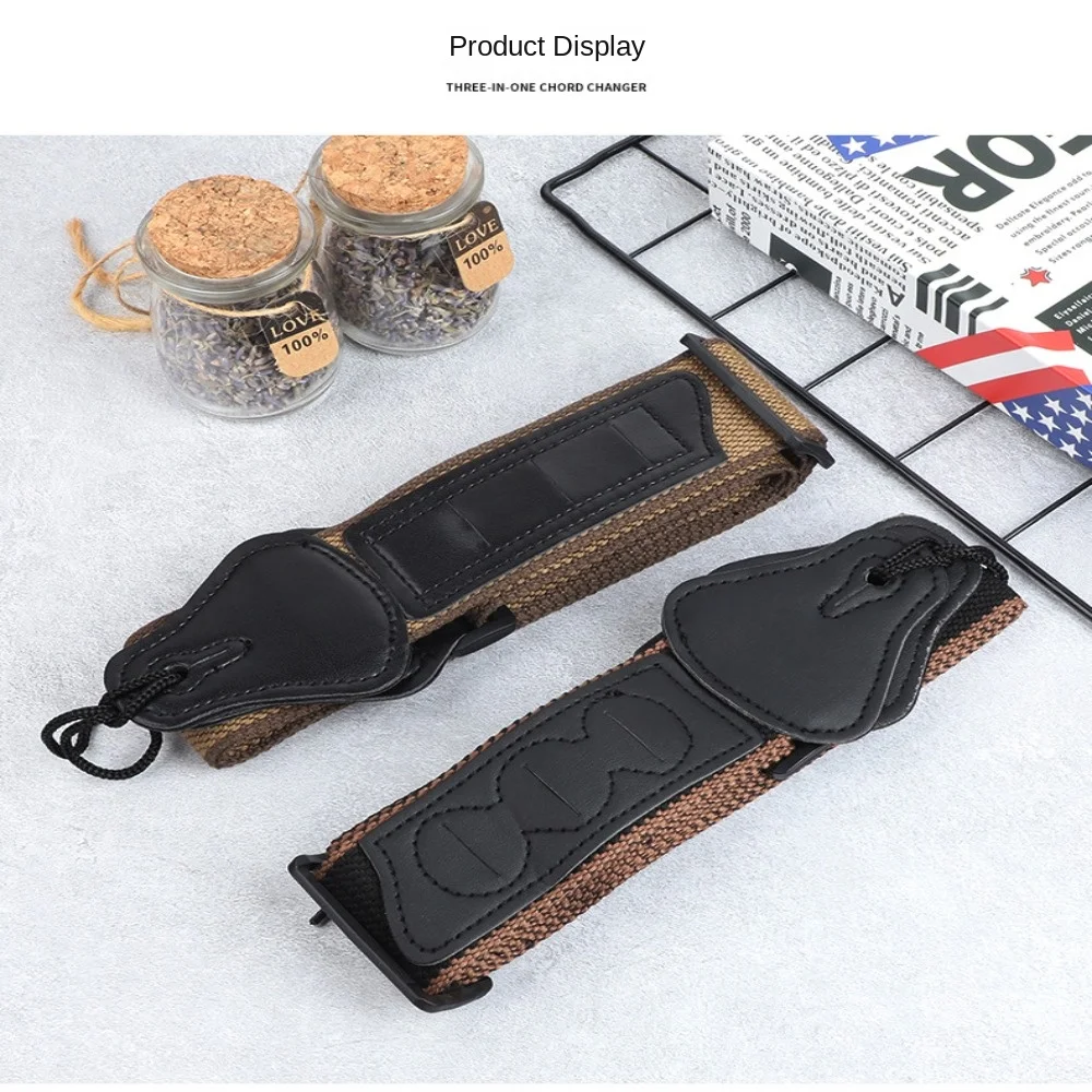 with Guitar Pick Bag Folk Electric Guitar Strap Adjustable Brown/black Bass Ukulele Belt Leather Vintage