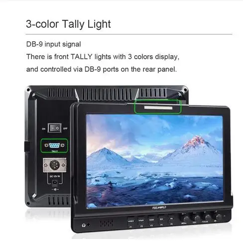 Feelworld FW1018V1 10.1 inch Camera Field Monitor 4K Full HD 1920x1200 IPS Display HDMI YPbPr Video Audio Input for DSLR Cameras