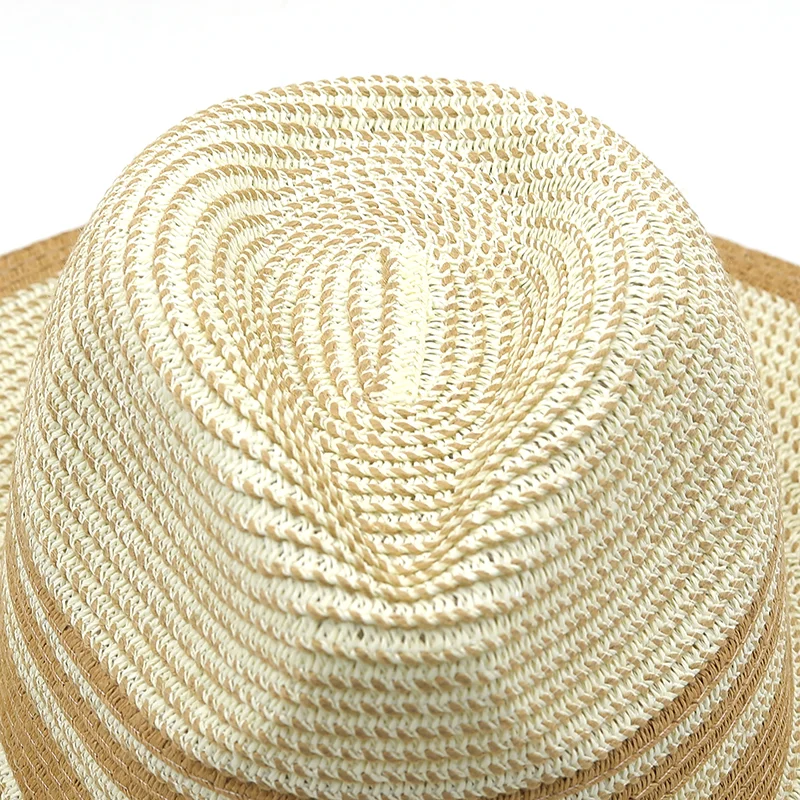 stripe Panama Hat Summer Sun Hats For Women Men Beach Straw Hat Fashion UV Sun Protection Travel Cap Chapeu Feminino 2022