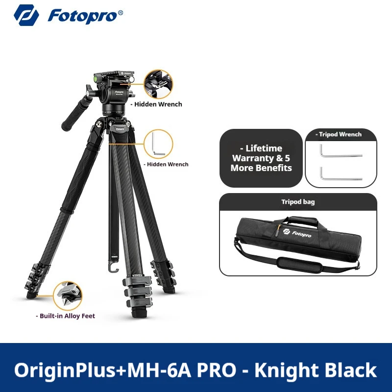 

Futubao Origin Plus+ MH-6A Carbon Fibre Tripod – High-end DSLR and professional video camera stand, portable for outdoor use