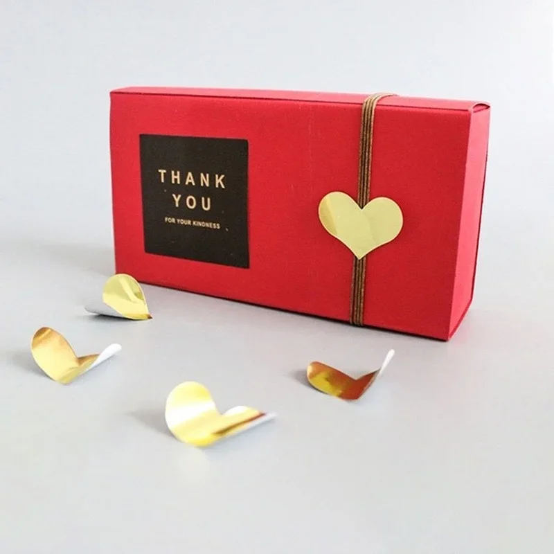 Pegatinas de agradecimiento en forma de corazón dorado, etiqueta de sellado de embalaje de caja de regalo de negocios, hojas de pegatinas de fiesta de regalo DIY para hornear