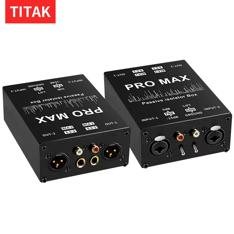 Audio Isolator Noise Reduction DI Ground Box 6.35mm to XLR Stereo Current Noise Eliminator for Guitar Microphone Sound Card Live