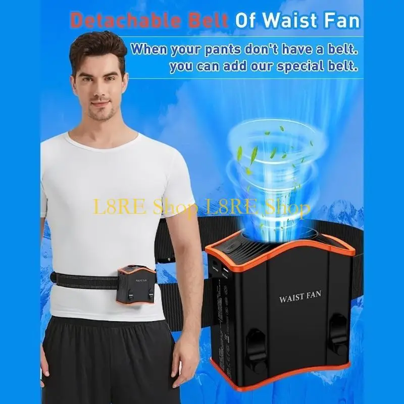 L8RE USB Waist Fan Rechargeable Fan ABS Waist-Mounted Fan Portable Waist Fan for Outdoor and Indoor Use Versatile Cooling