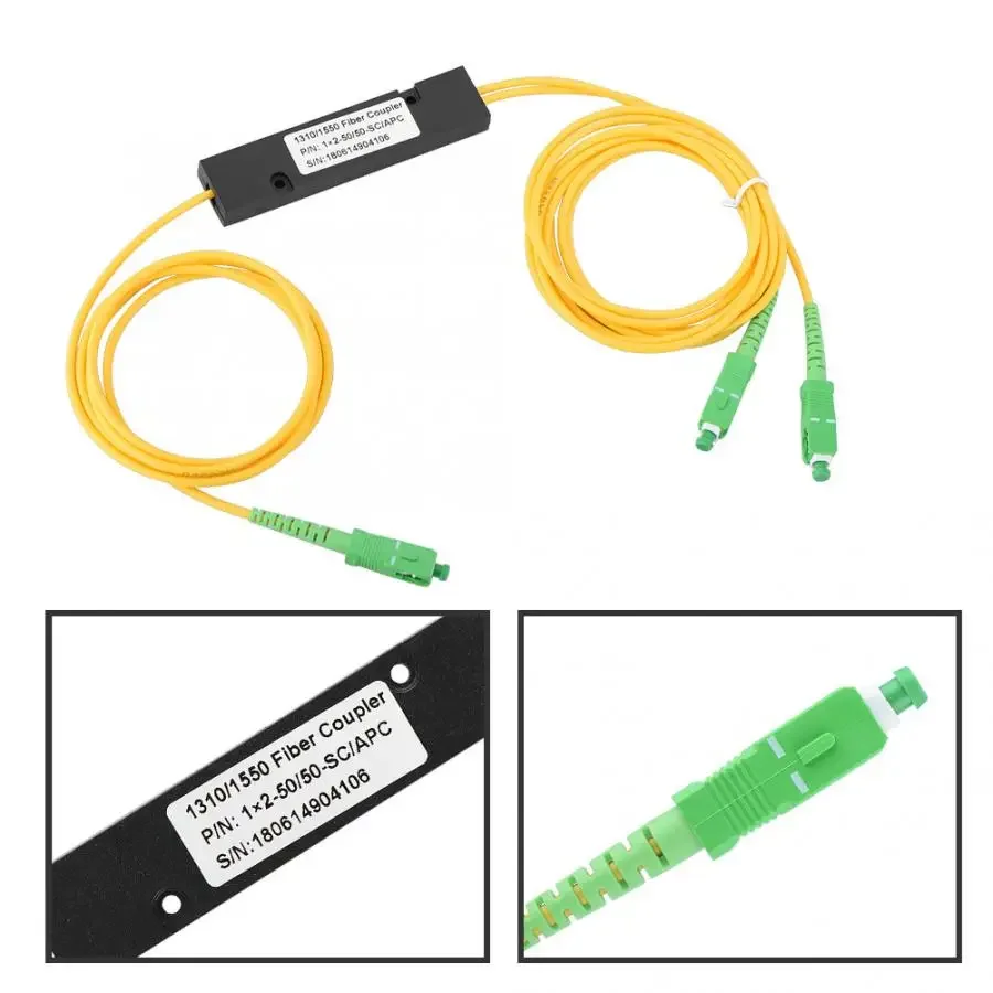 SC APC 1X2 PLC Splitter PLC Singlemode Fiber Optical Splitter SC/APC PCL Splitter Computer Cable Sleeve