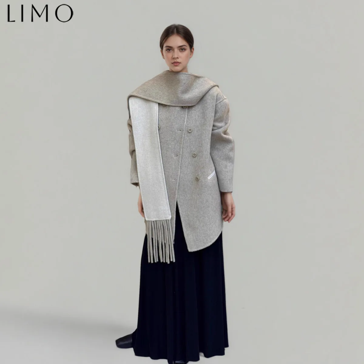 

BLMO Stand Collar Wool Cotton Blend Coat Women Office Commute Autumn Winter Stylish Easy Wear