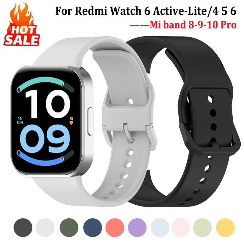Original Strap For Redmi Watch 6 Active/6 Llite/Redmi watch 6/5/4 Silicone Bracelet Correa Xiaomi Mi Band 10 9 8 Pro Accessories