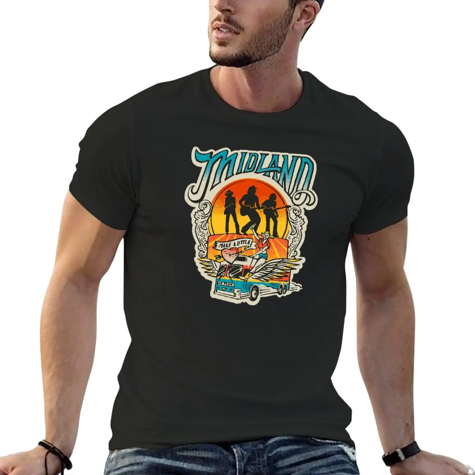 midland make a little T-Shirt heavyweights Short sleeve tee tees summer tops men workout shirt