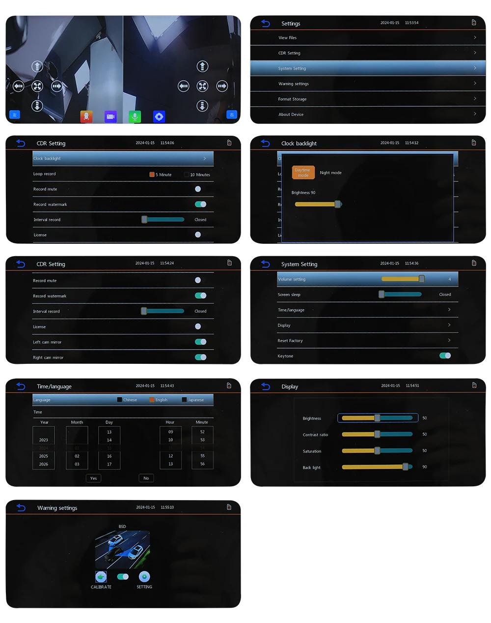 

6.25inch Touch Screen IPS Digital Side View AI Function Monitor with 2pcs AHD 1080P Camera