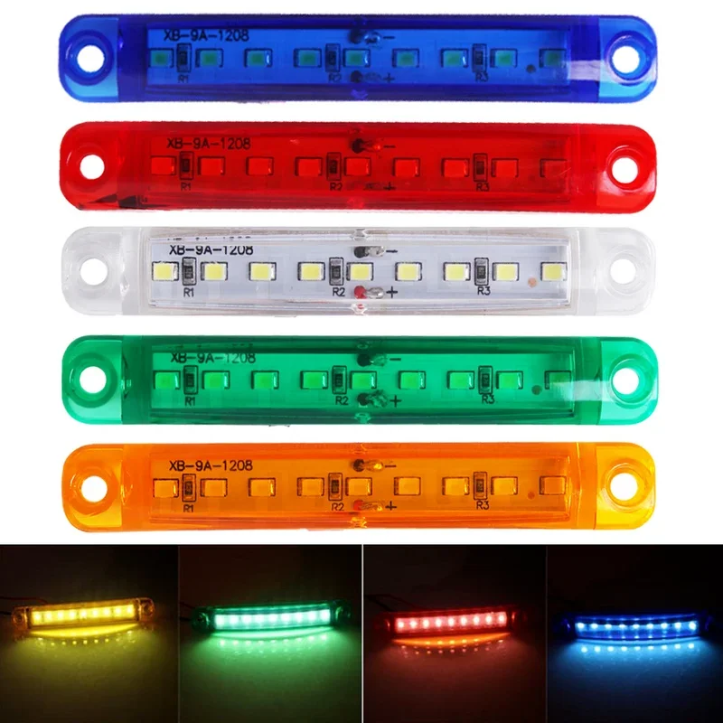 12-24V Truck Side Warning Light 9 LED Muticolor Waterproof Car Width Lamp Trailer Bus Van Signal Marker Bulb