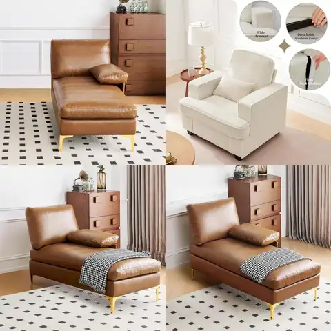 Sofá chaise lounge moderno en forma de L de piel sintética, ideal para salón, dormitorio o esquina de oficina