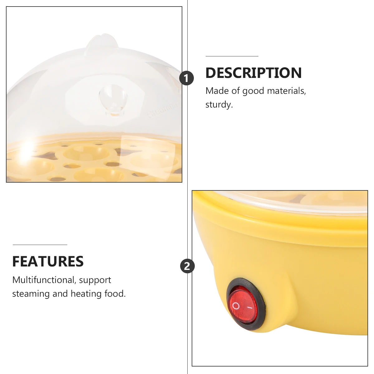 

Egg Steamer Cooker Poacher Lightweight Portable Kitchen Utensil Easy Clean Automatic Power Off Multifunctional Travel Camping