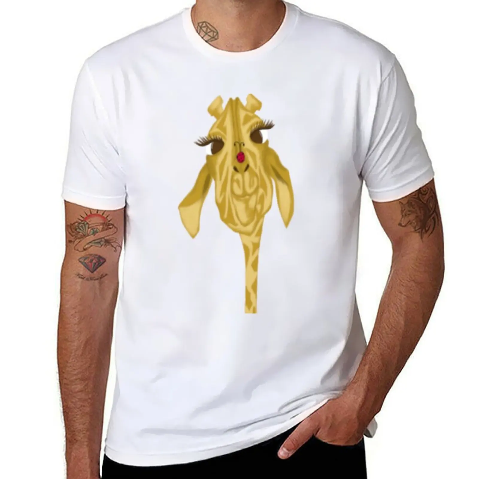 

Sherbet The Giraffe And The Ladybug T-Shirt Lightweight Basic Short Sleeve Shirt