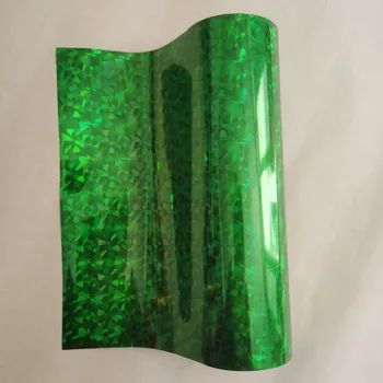 21cm x 120m holografik folyo damgalama folyo yeşil renk kırık gözlük tasarım sıcak basın kağıt veya plastik ısı damgalama filmi