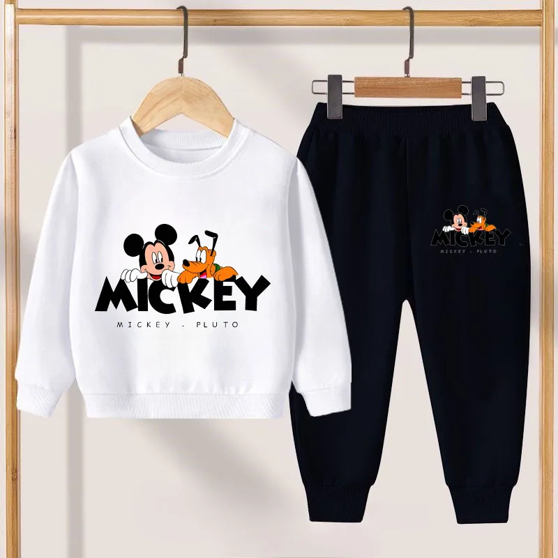 Mickey Print Spring New Children's Clothing Sets Breathable Boys O Neck Hoodies Long Pant Two Piece Suit Kids Casual Tracksuit