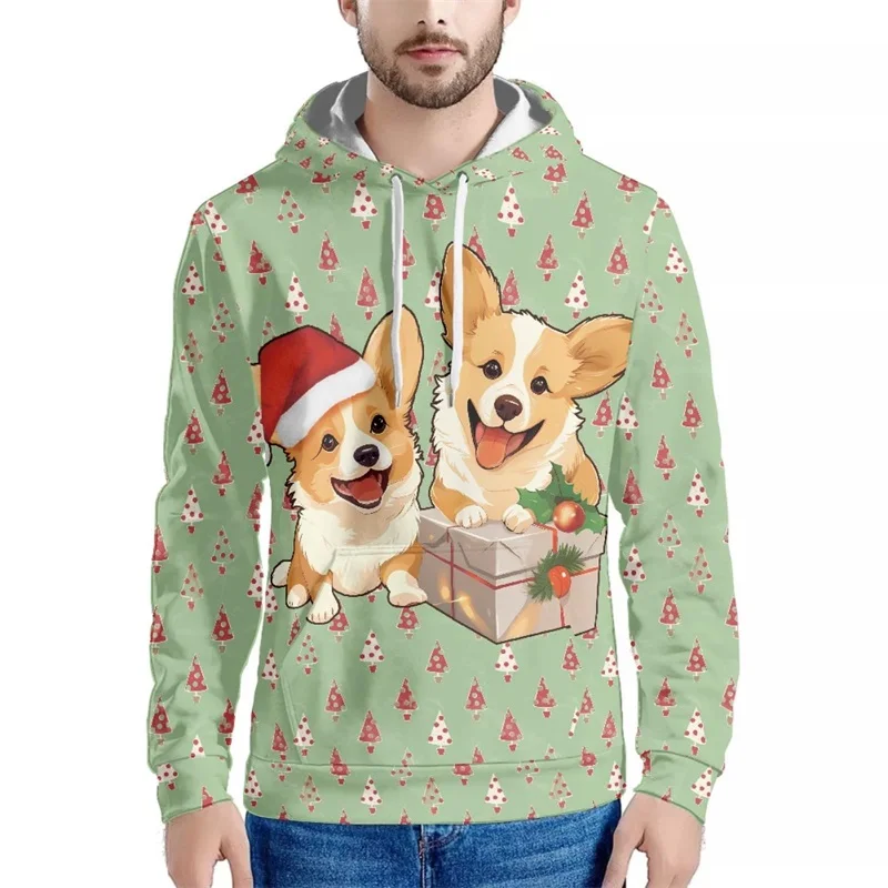 3D Print Men's Funny Animal  Graphic Hoodies Clothes Long Sleeve Casual Pullover Sweatshirt Merry Christmas Plus Size Tracksuit