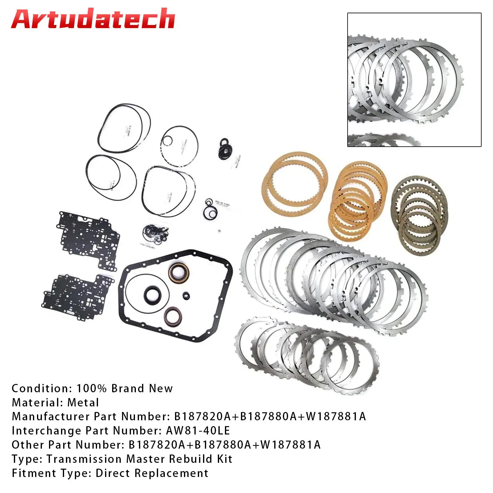 

Artudatech AW81-40LE Transmission Master Rebuild Kit Overhaul For CHRYSLER Excelle 1.6L