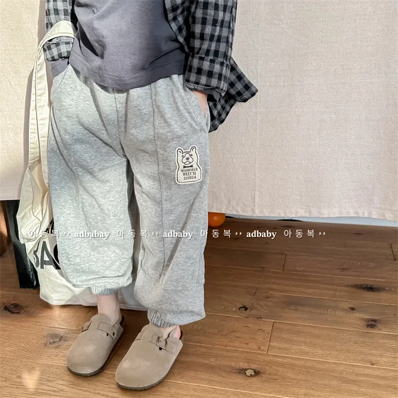 

2024 Spring Fashion Children's Trousers Cotton Korean Style Baby Girls Loose Harem Pants Boys Casual Sweatpants Kids Clothes