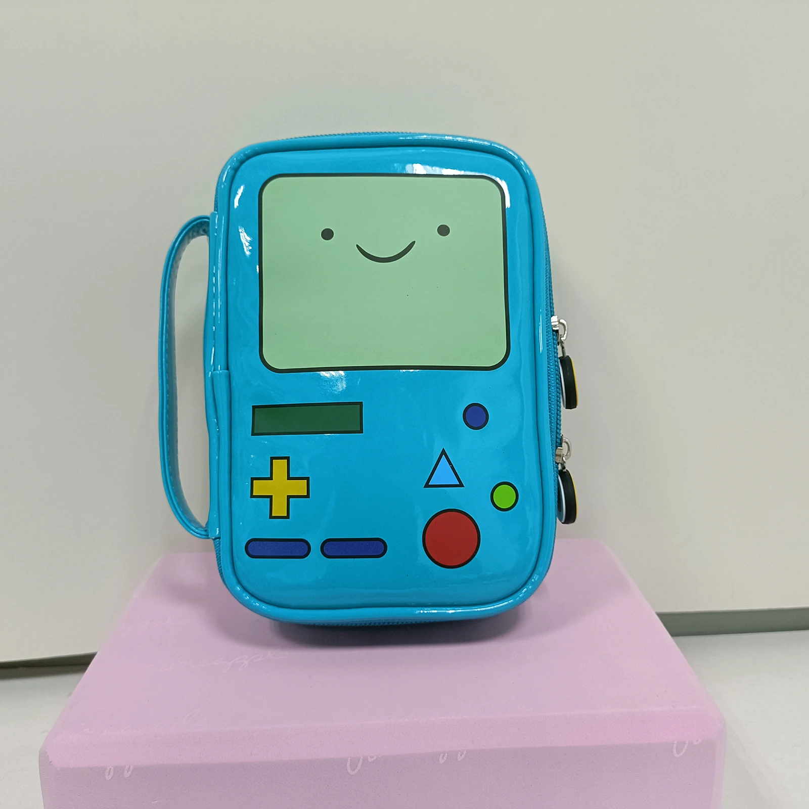 Adventure Time-Bolsa de maquillaje BMO para mujer, neceser de viaje reutilizable, organizador de lápices