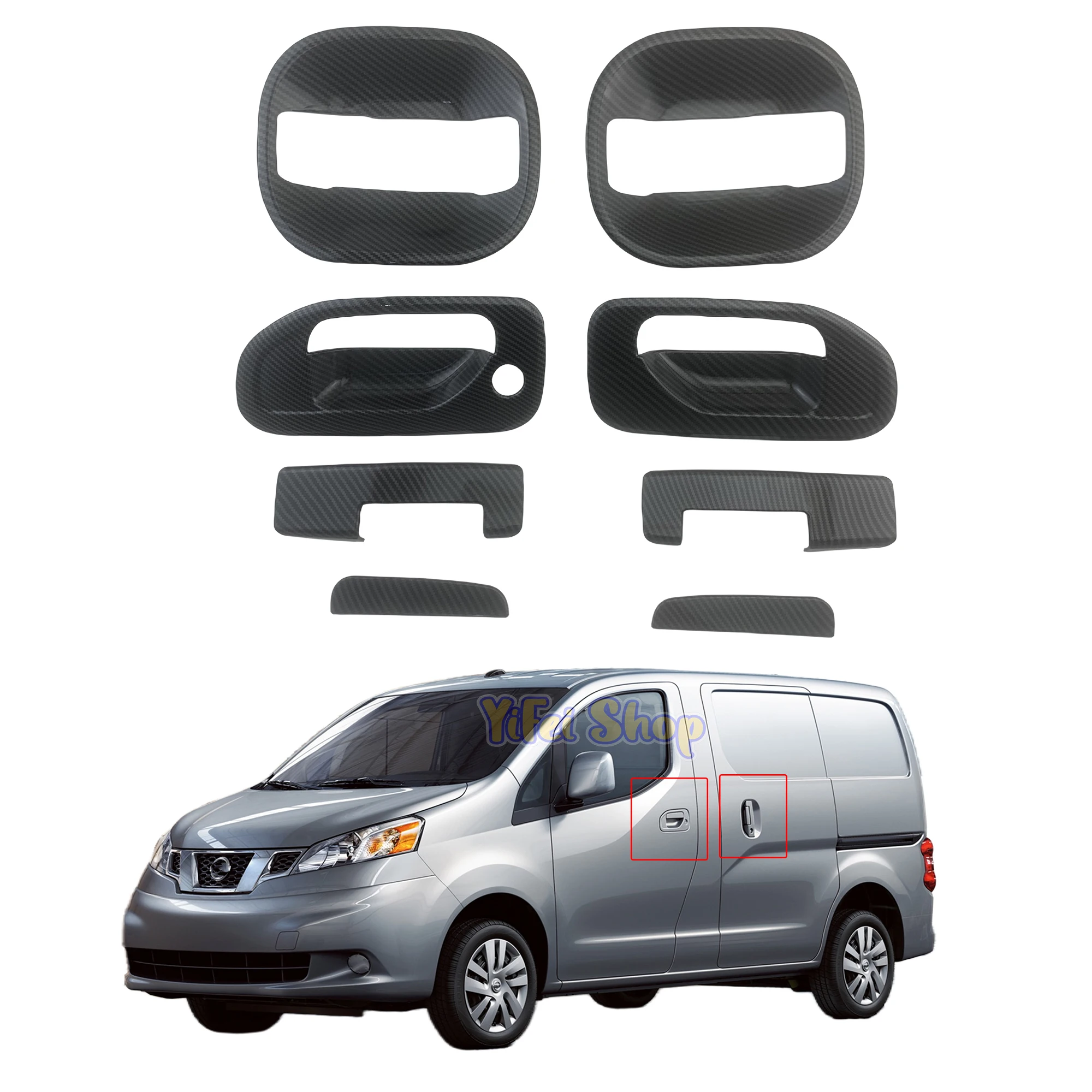 

Yoyo Carbon Car Accessories Handle Bowl Cover Trim Paste Style For Nissan NV200 Evalia 200 2013 2014 2015 2016 2017 2018