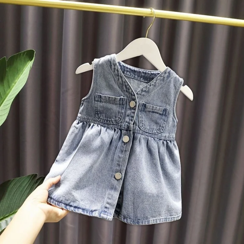 

Girls' spring suits2025New Style Baby Girl Spring and Autumn Shirt Denim Dress Girl Fashionable Two-Piece Set Trendy