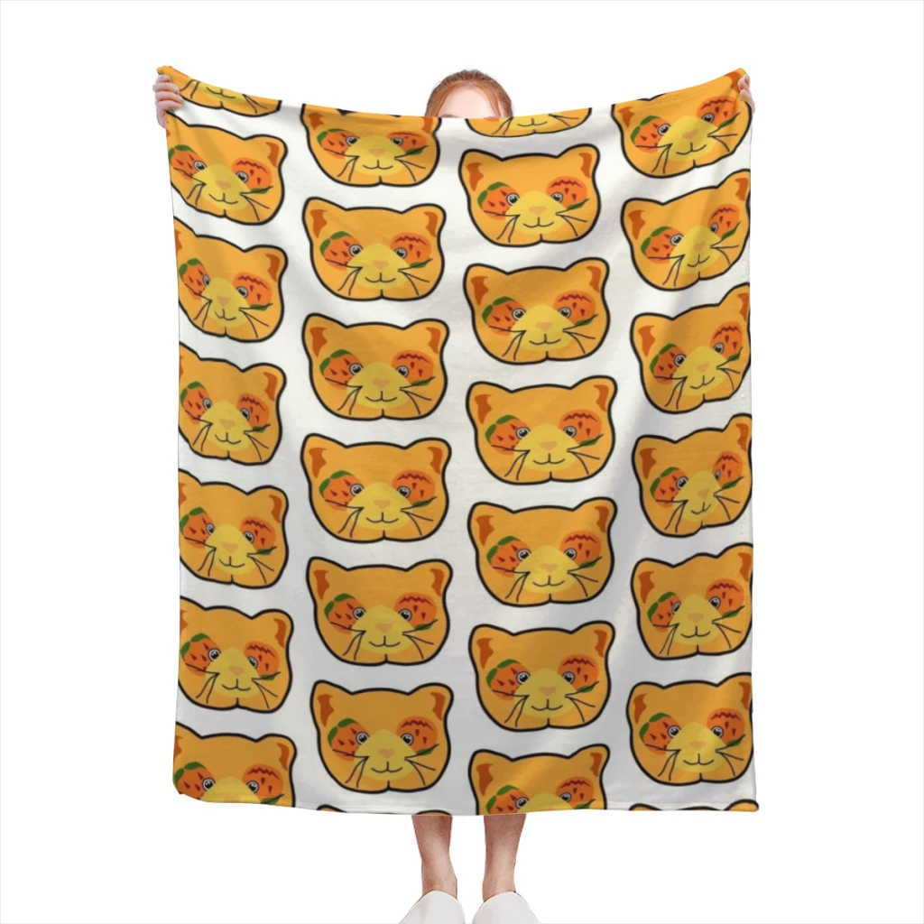 Fashion Double eye patch pumpkin kitty Blanket Printed Throw Blanket Plush Fluffy Flanne Soft Throws for Sofa Couch and Bed