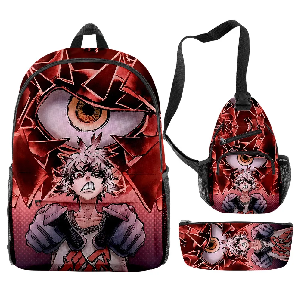 

Классическая популярная забавная новинка Gachiakuta с 3D принтом, 3 шт./компл., школьные сумки для школьников, дорожный рюкзак для ноутбука, нагрудная сумка, пенал