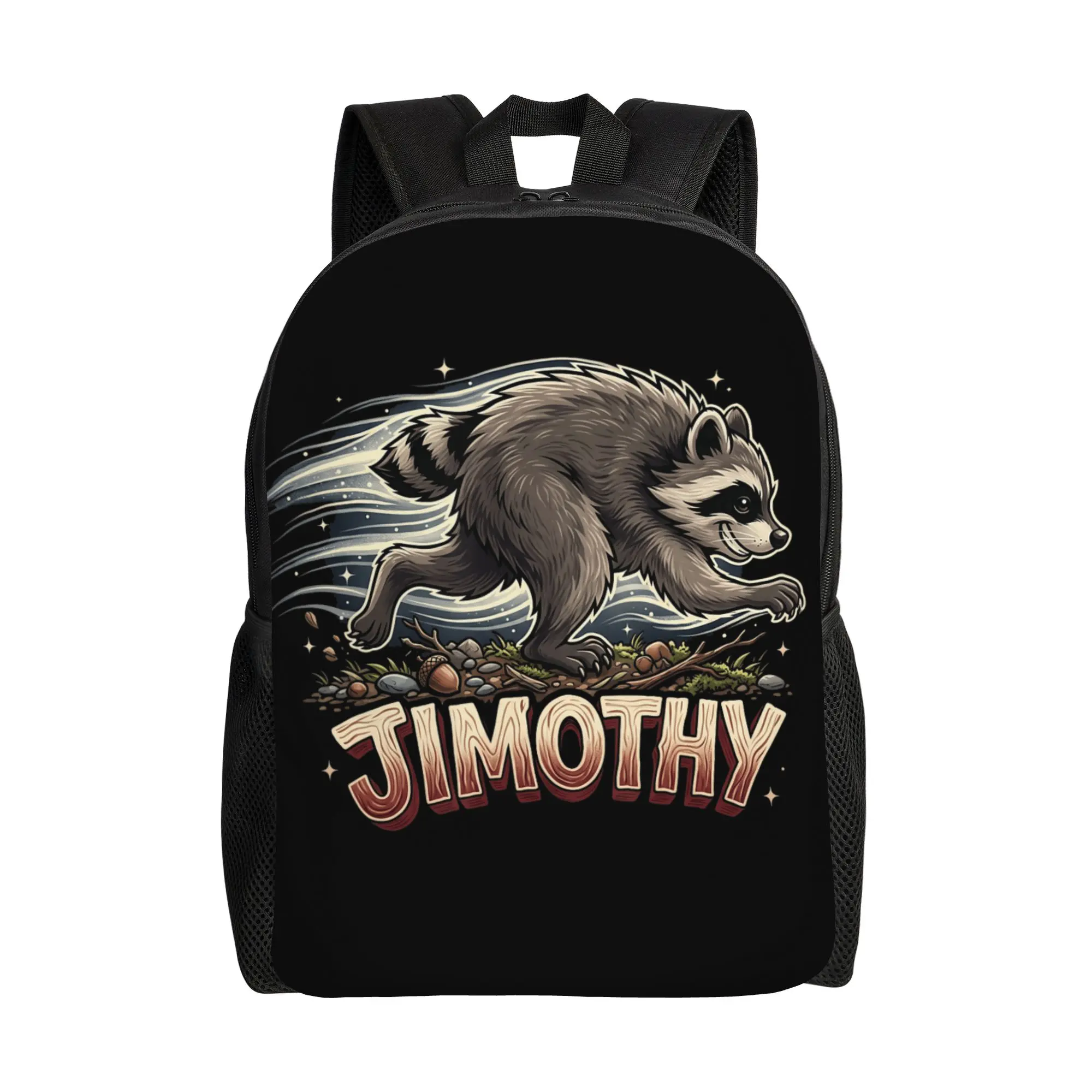 Funny Raccoon Meme Team Jimothy Backpack Male  Pattern Backpacks Polyester Pretty High School Bags Outdoor Style Rucksack