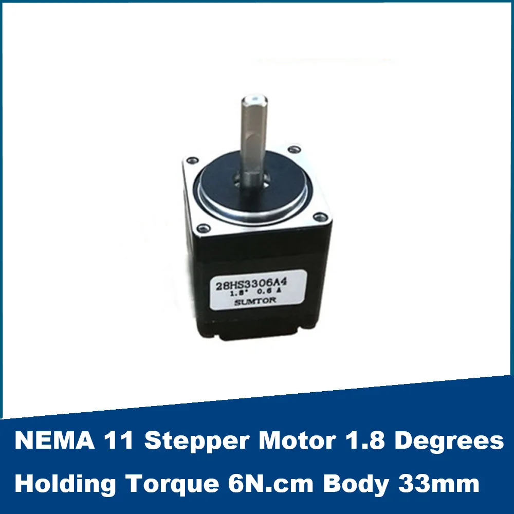 

NEMA11 Two-phase Four-wire Stepper Motor 1.8 Degrees Holding Torque 6N.cm Body 33mm 0.6A Single Shaft and Dual Shaft Small Motor