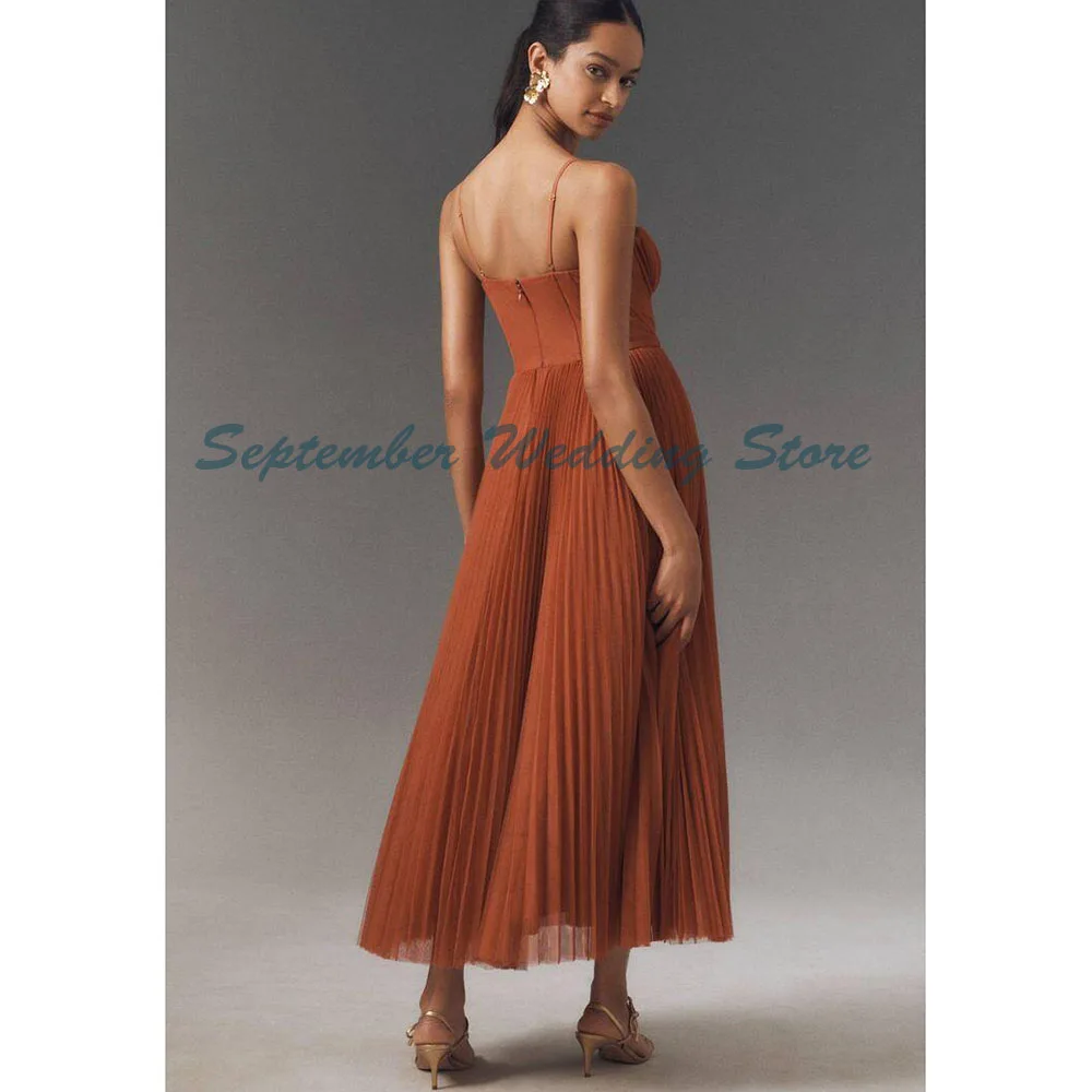 Abiti da sera marroni con cinturino per spaghetti senza maniche A Line Lunghezza pavimento di alta qualità Lunghezza caviglia Abiti da ballo per feste Pastrol