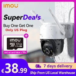 IMOU Cruiser 2MP/4MP Full Color Night Vision Wi-Fi PTZ Outdoor IP66 Weatherproof  AI Human Detection Camera Surveillance