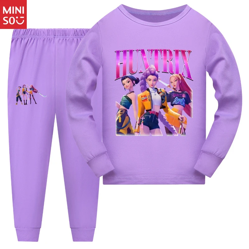 K-pop Demon Hunter Family Pajama Set, Kids & Adults Matching Long Sleeve PJs Pants Set