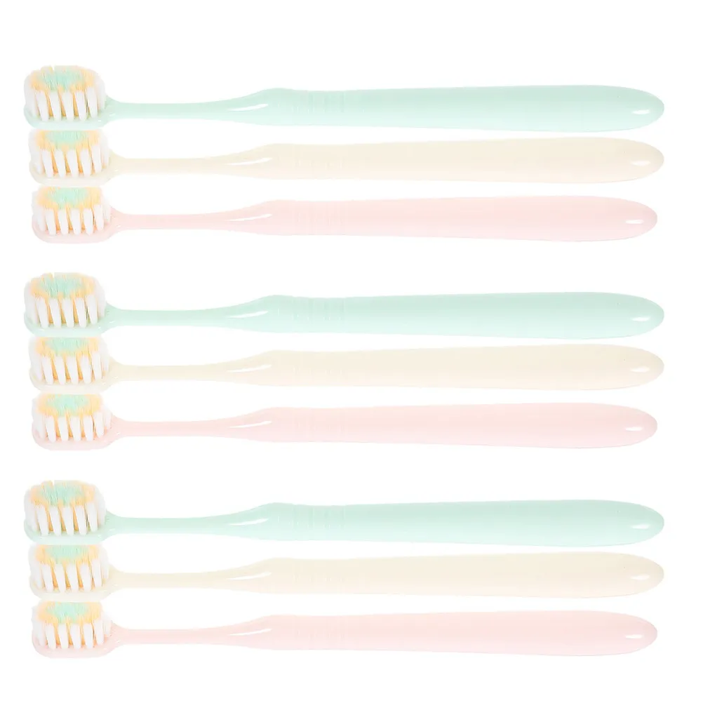 

9Pcs Soft Bristle Toothbrushes Wide Thin Brush Head Gentle Cleaning Protect Gums Adults Home Travel Household Teeth Brush