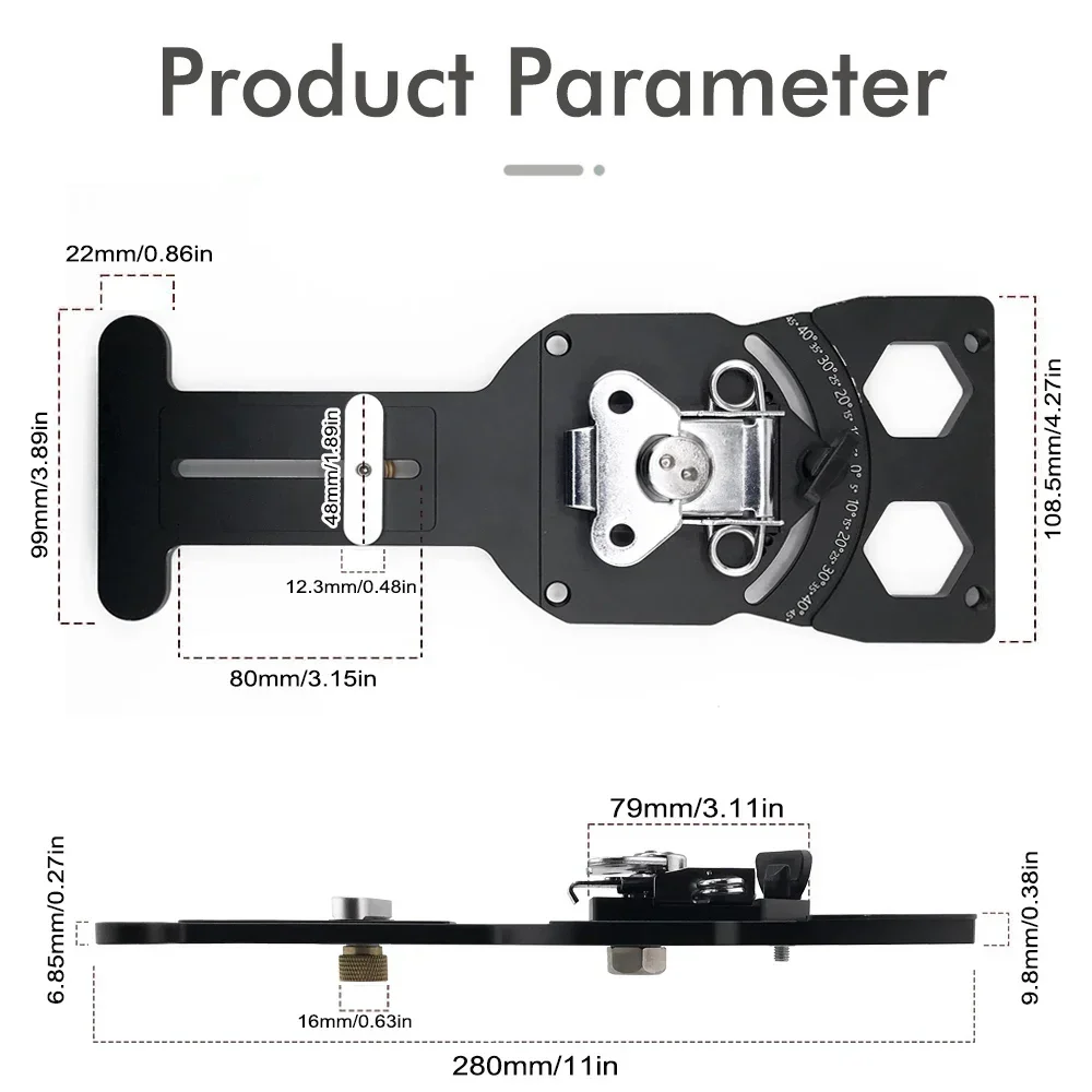 90 Degree Right Angle Rail Square Guide Adjustable Angle Track Saw Square with -45° to 45° Quick Positive Angle Stop,Protractor