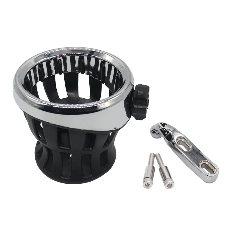 

2X Motorcycle Handlebar Drink Cup Holder For Honda GL1800 Goldwing For Softail Electra Silver-A99D