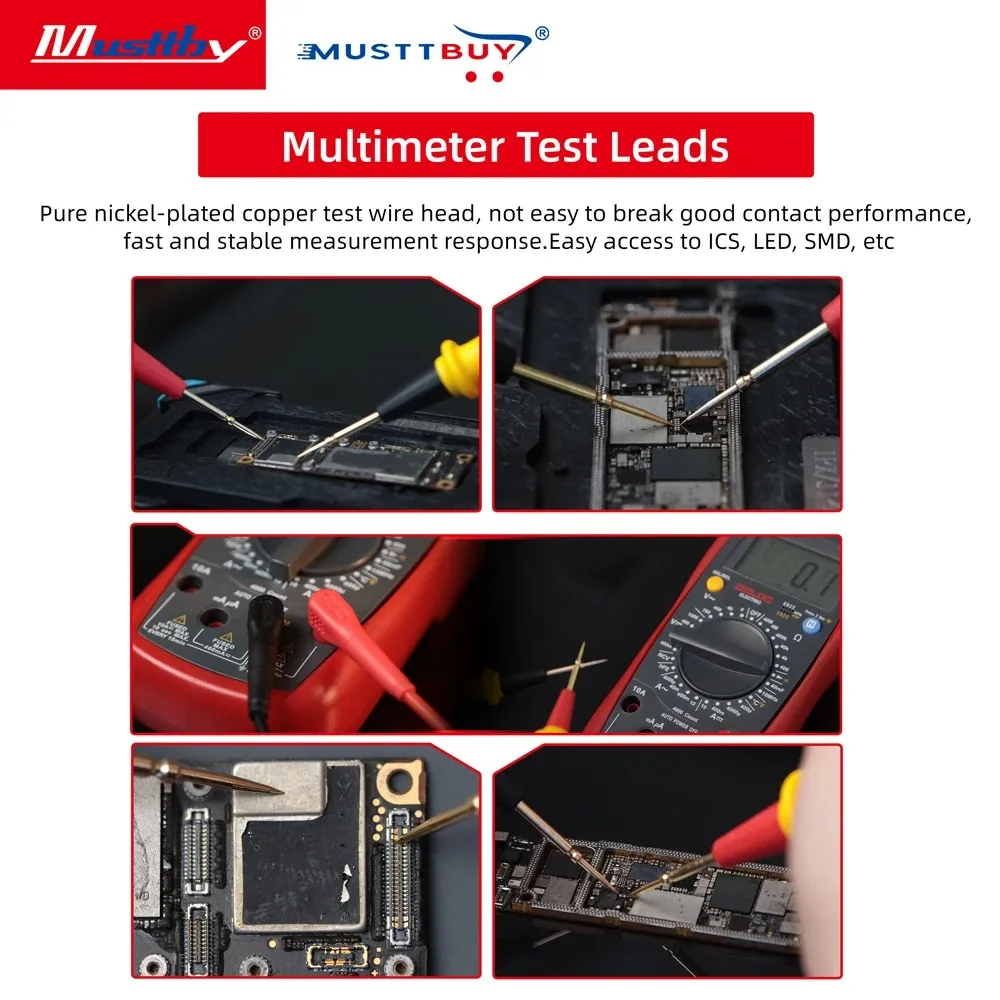 Musttby G21 Multimeter Probes Conductive Silicone Test Lead Pen Needle Tip for Digital Multimeter Current Voltage Testing Tools