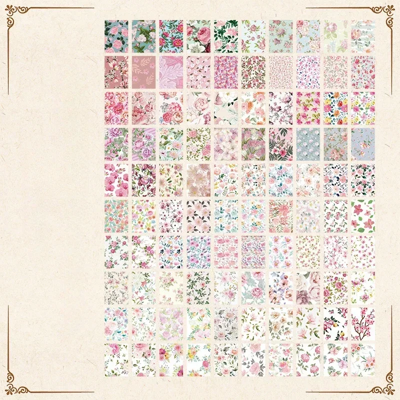 100 Pcs Vintage Floral Scrapbooking Stickers Set For Journaling Notebook Planner Decorative Aesthetic Stickers