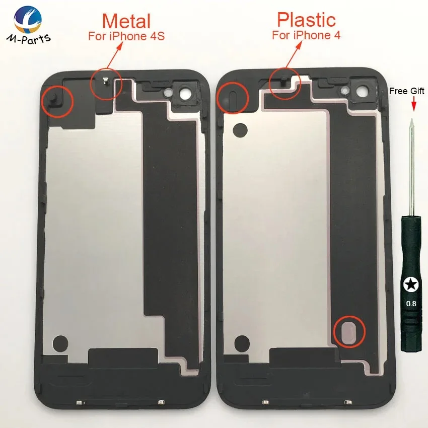 All New Back Glass Housing For iPhone 4 4S Rear Crystal Panel Plate Battery Cover Lid Door Housing Shell With Free Gift