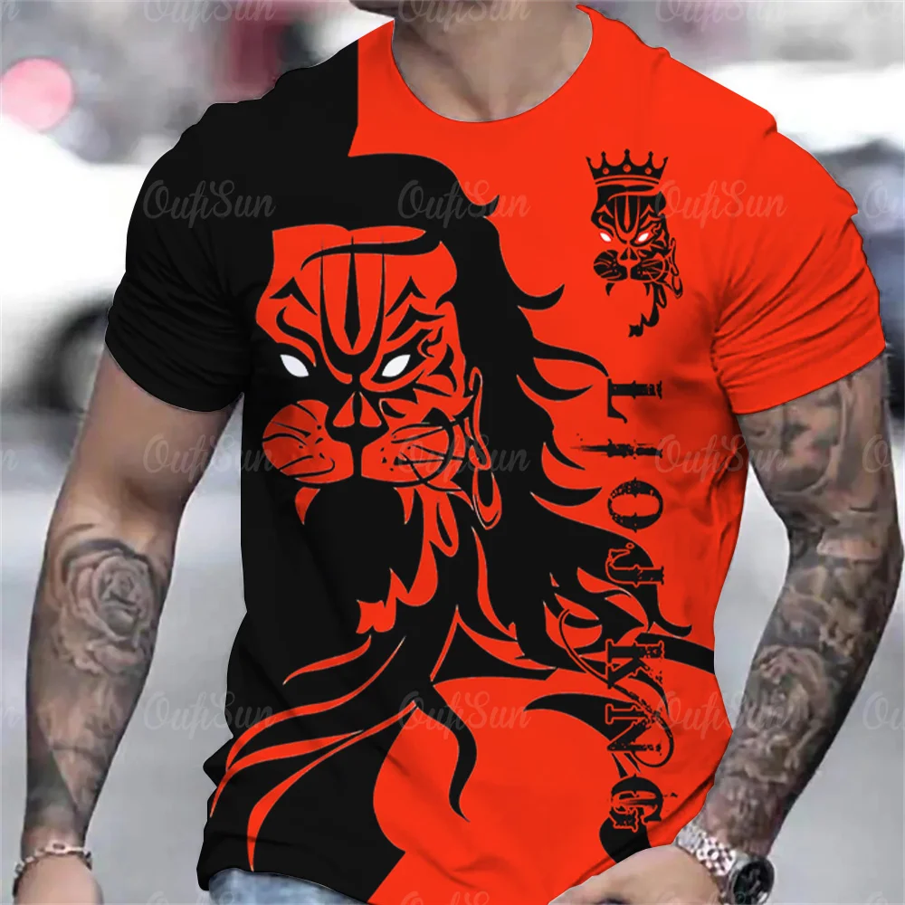 T Shirt For Men Taylors Swift 3d Lion Head Printed Men Top Summer Short Sleeved Oversized Men's Clothing Street Vacation T-Shirt