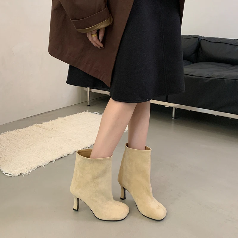 AIYKAZYSDL 2026 ساحة تو فو الجلد المدبوغ حذاء من الجلد كعب منخفض هريرة الحديثة الغربية قصيرة Bootie أحذية أنيقة الخريف الربيع 41 42 #5