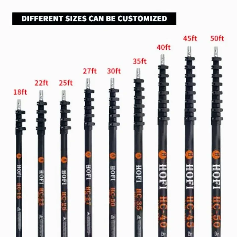 

ized 10~ 70 feet high-quality 3k telescopic carbon fiber rod multi-functional aerial work auxiliary tool