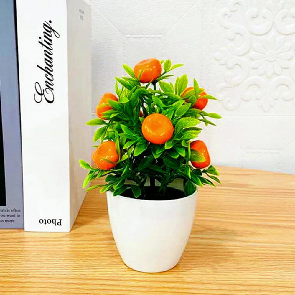 Home Fake Flower Pot Mini Potted Foam Fruit Orange Ornaments Pepper Plastic Red Fruit 13*18cm Artificial Bonsai