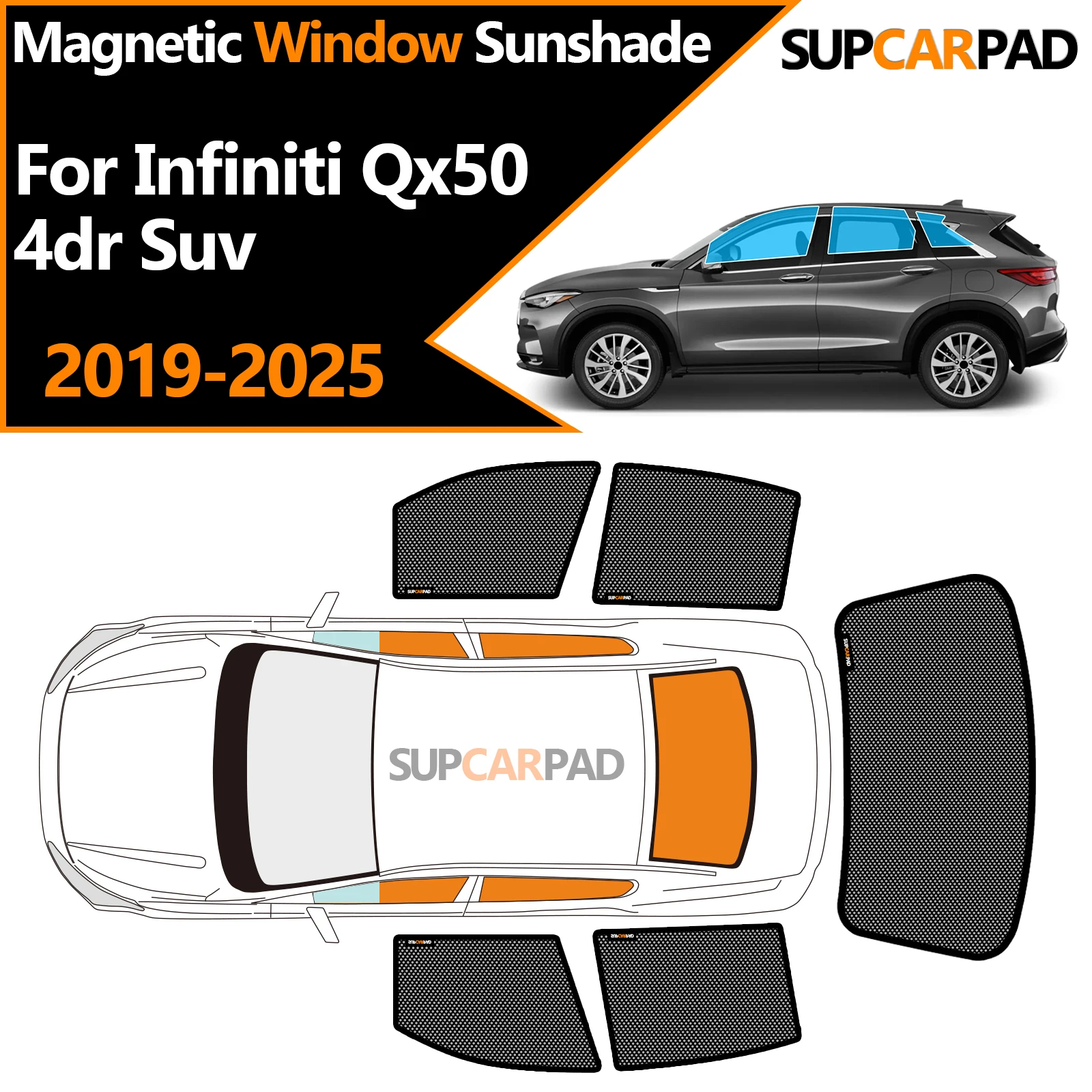 

Custom Car Window Sunshade For Infiniti Qx50 4dr Suv 2019-2025 Magnetic Curtain Mesh Front Windshield Frame Curtain