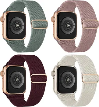 Apple Watch Ultra 42/44/45/49mm38/40/41mm ile Uyumlu 4 Paket Spor Saat Kordonları, IWatch Series8/7/6/5/4/3/SE için Naylon Kayış