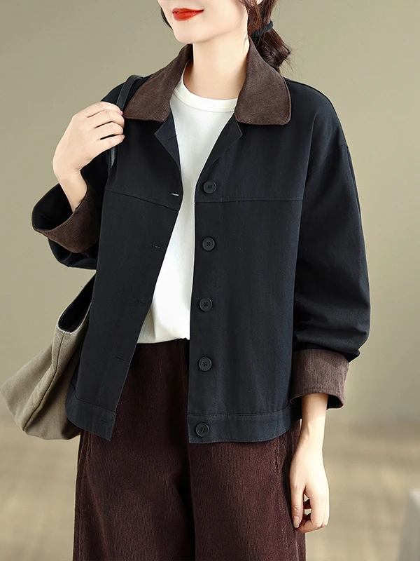 

Spring Autumn Sle Women's Jaet Coat Small Size Color Blo Collar Beautiful Commute Wind Regular Sve Long Women's Oute...