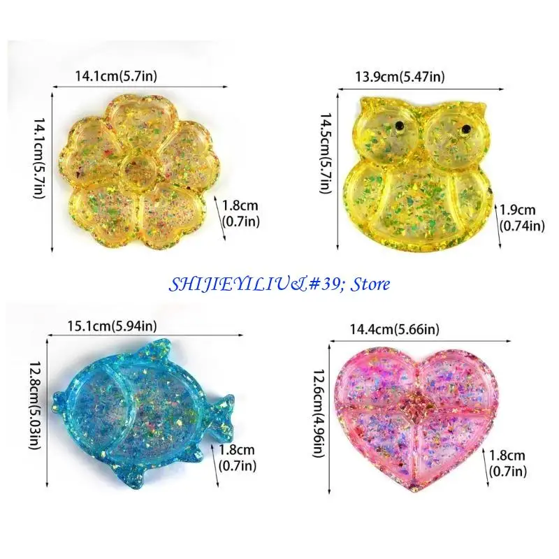 E21F 꽃 심장 생선 실리콘 곰팡이 사탕 용기 수지 곰팡이 곰팡이 쥬얼리 보관소 상자 에폭시 수지 주조 금형