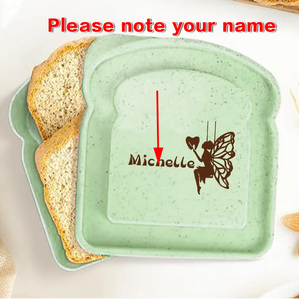 

Customized Name Lunch Bag Travel Toast Box With Lid Sandwich Storage Portable Bread Case Picnic Meal Organizer Pattern Holder