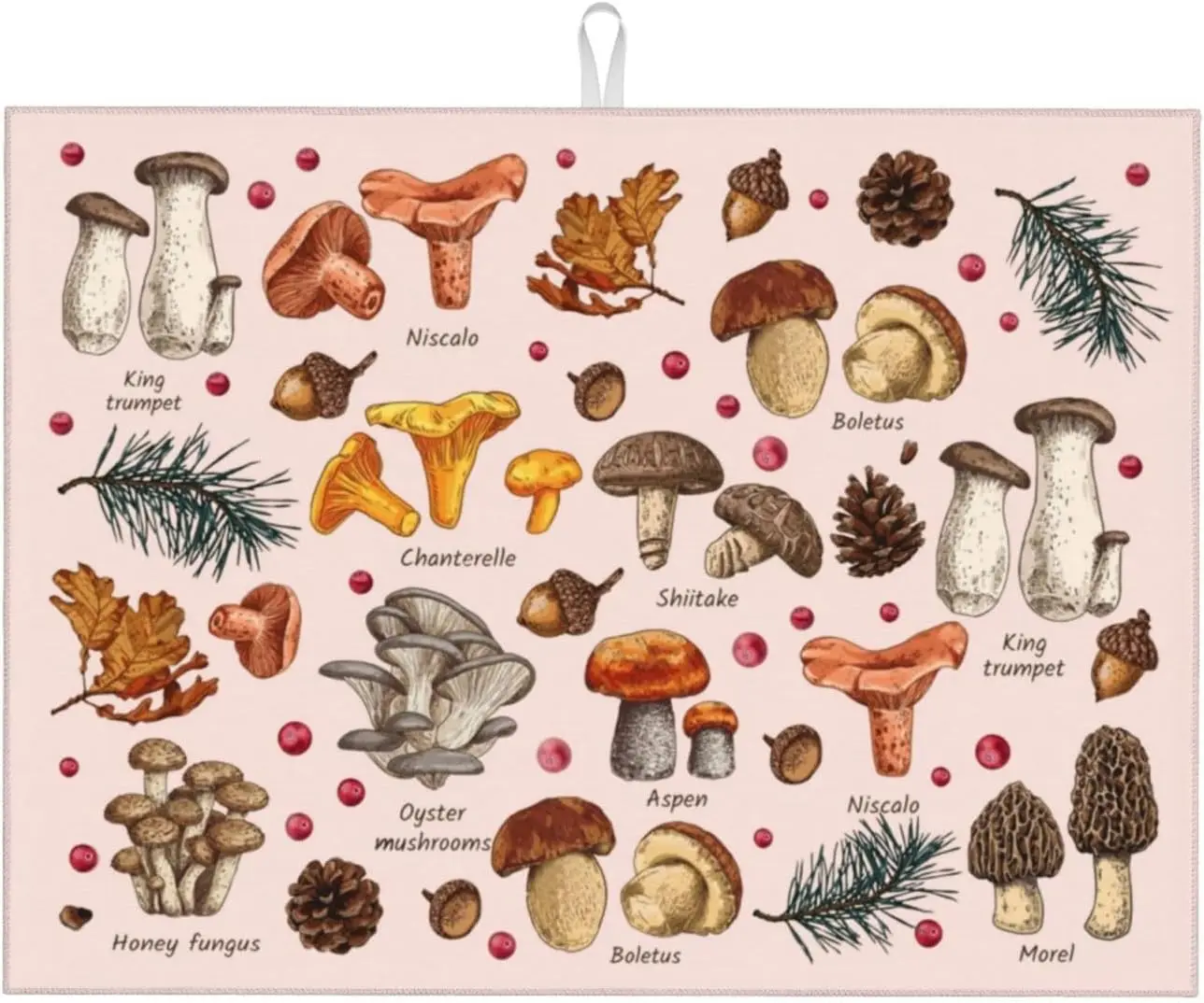 

Dish Drying Mat, Super Absorbent Microfiber, Mushroom Pattern